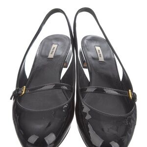Miu Miu Black Patent Leather Slingback Flats size 7